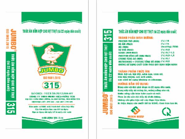 Thức ăn hỗn hợp cho vịt thịt từ 22 ngày đến xuất bán