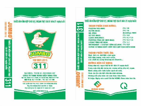 Thức ăn hỗn hợp cho vịt, ngan thịt từ 01 đến 21 ngày tuổi